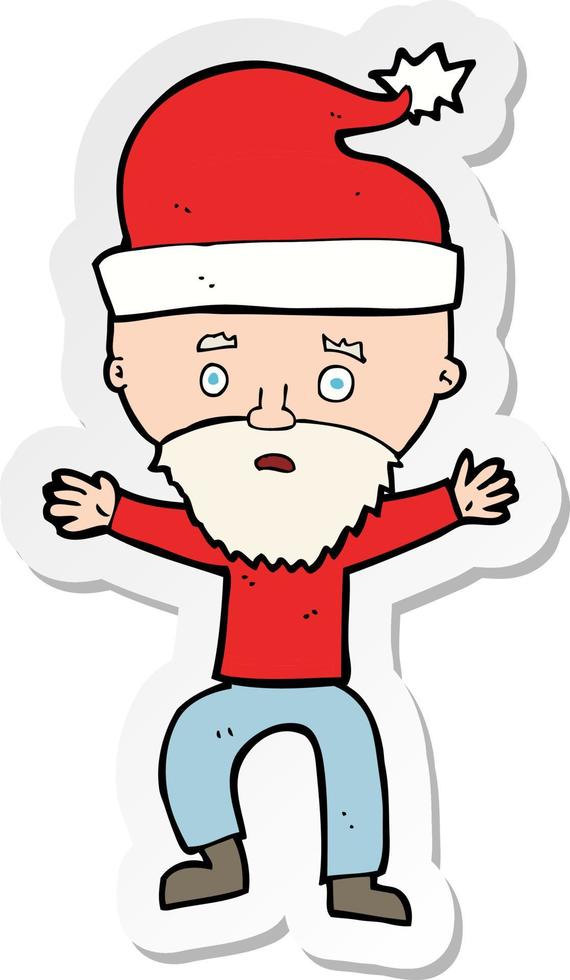 sticker of a cartoon man ready for christmas vector