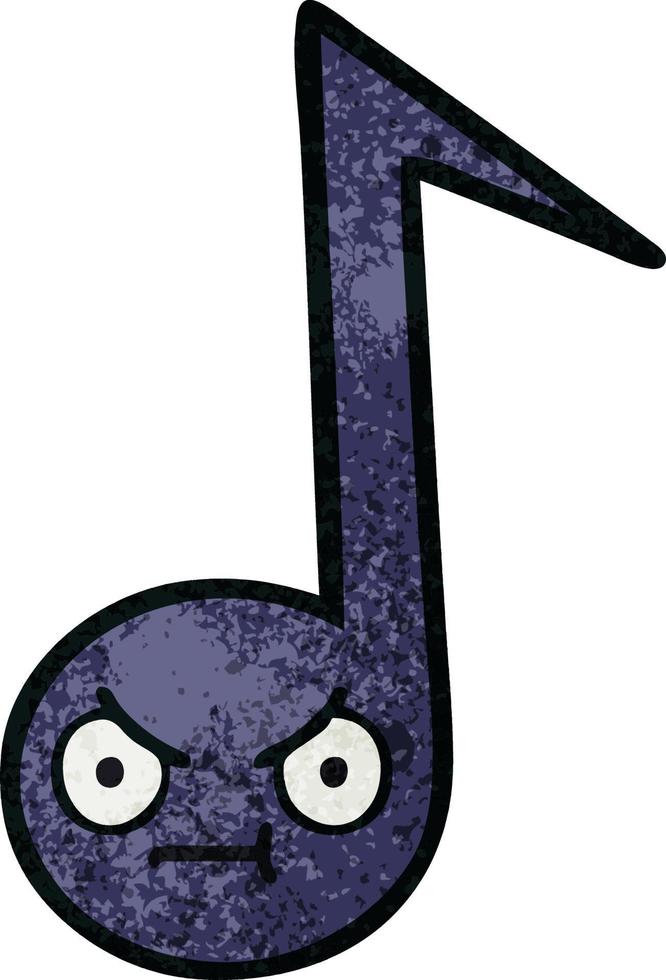 retro grunge texture cartoon musical note vector