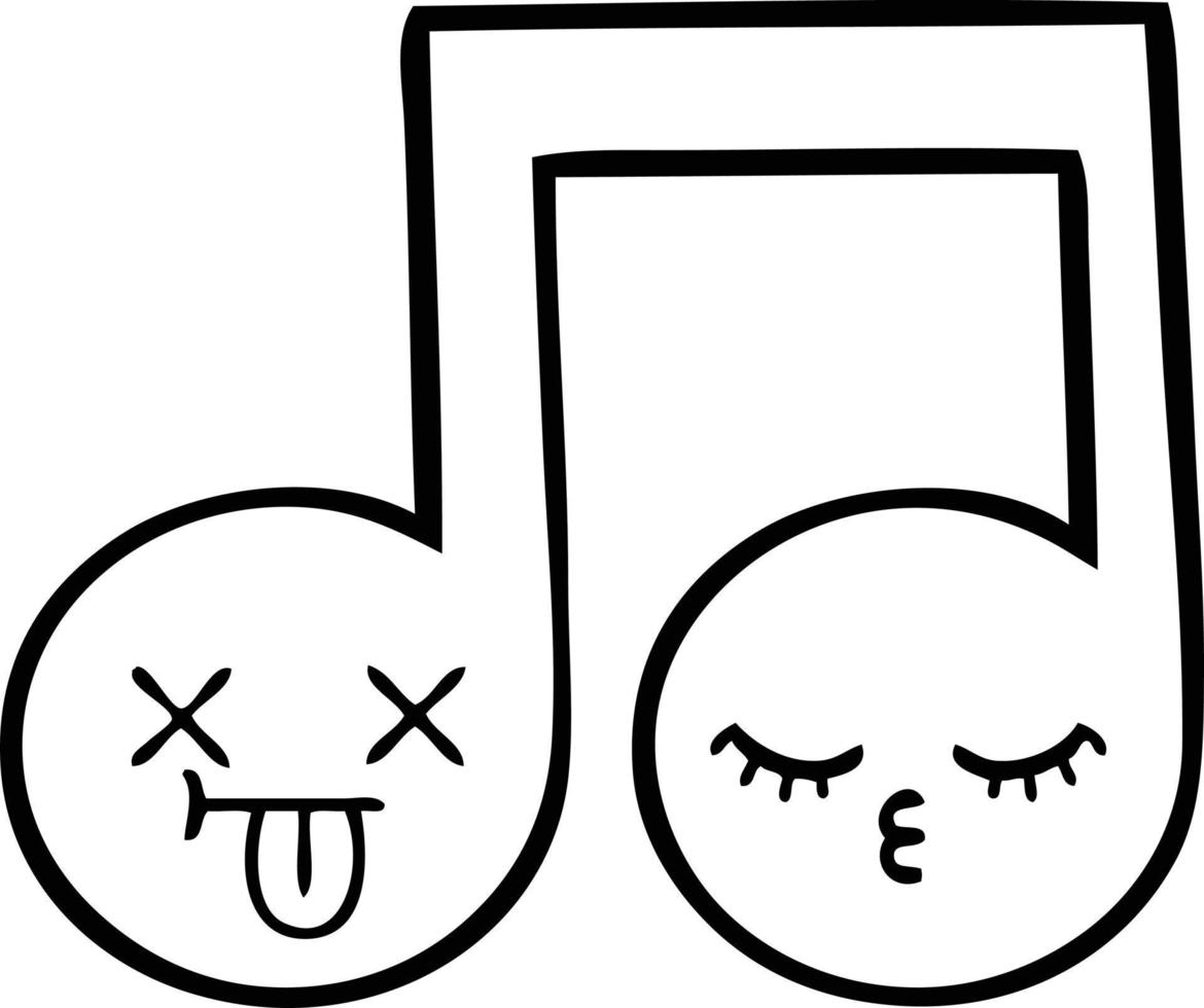 line drawing cartoon musical note vector
