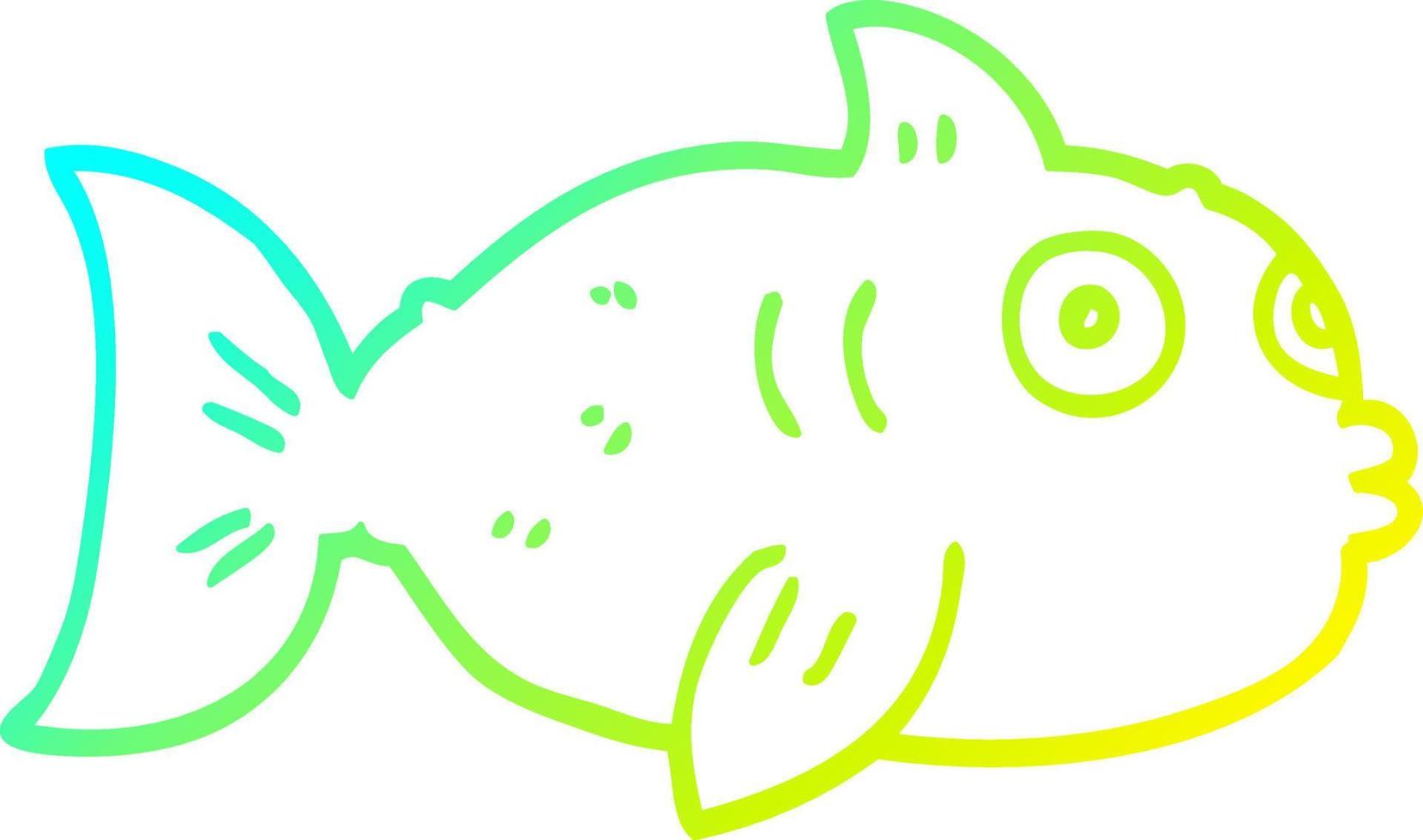 pescado de dibujos animados de dibujo de línea de gradiente frío vector