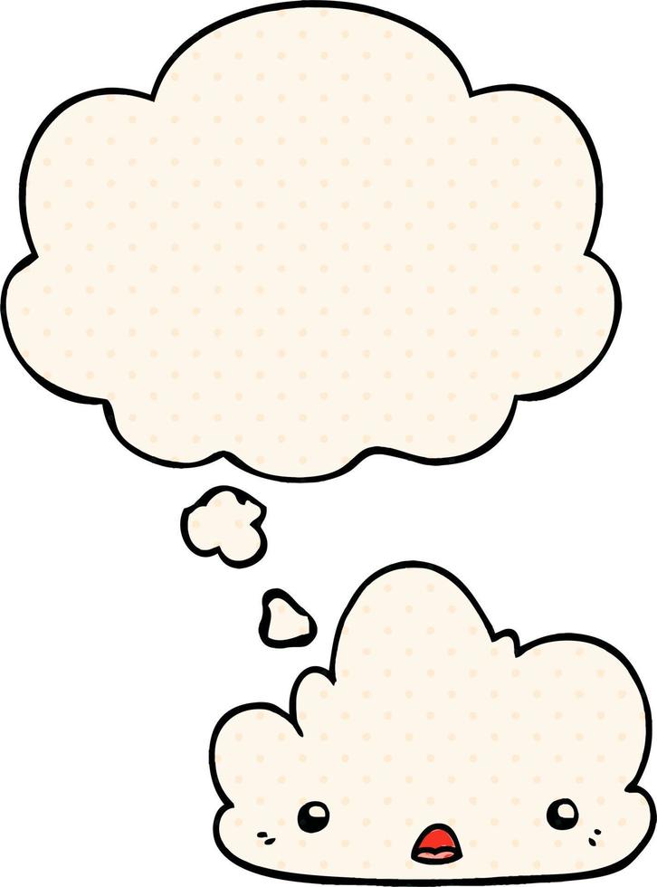 cute cartoon cloud and thought bubble in comic book style vector
