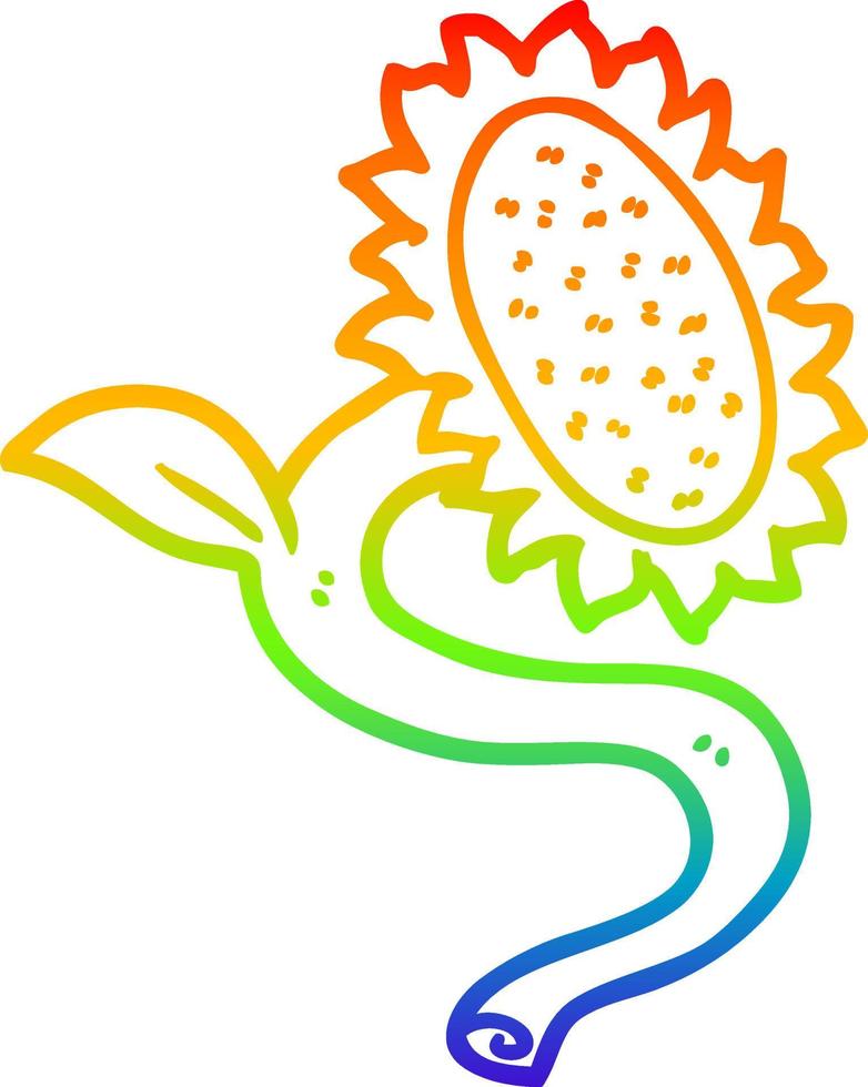 rainbow gradient line drawing cartoon sunflower vector