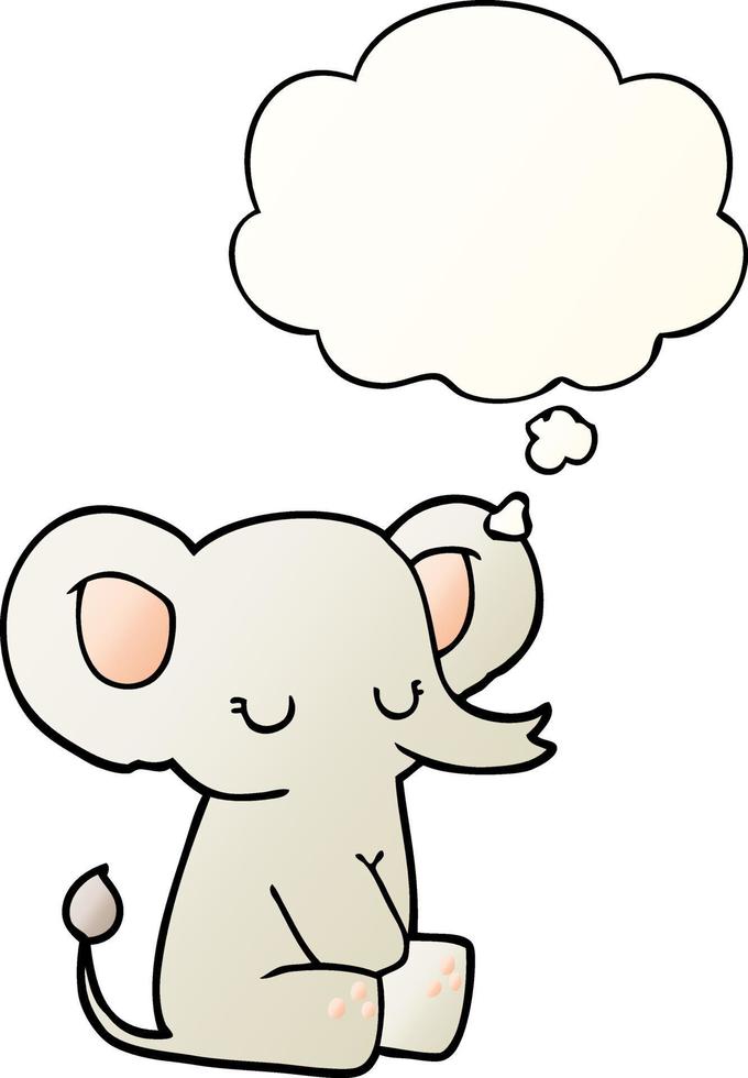 cartoon elephant and thought bubble in smooth gradient style vector