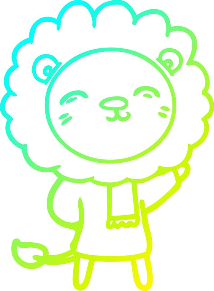 cold gradient line drawing cartoon lion vector