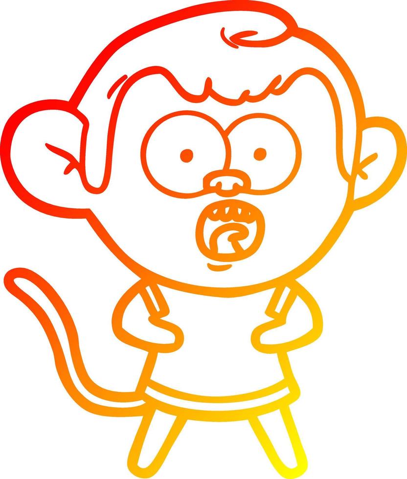 warm gradient line drawing cartoon shocked monkey vector