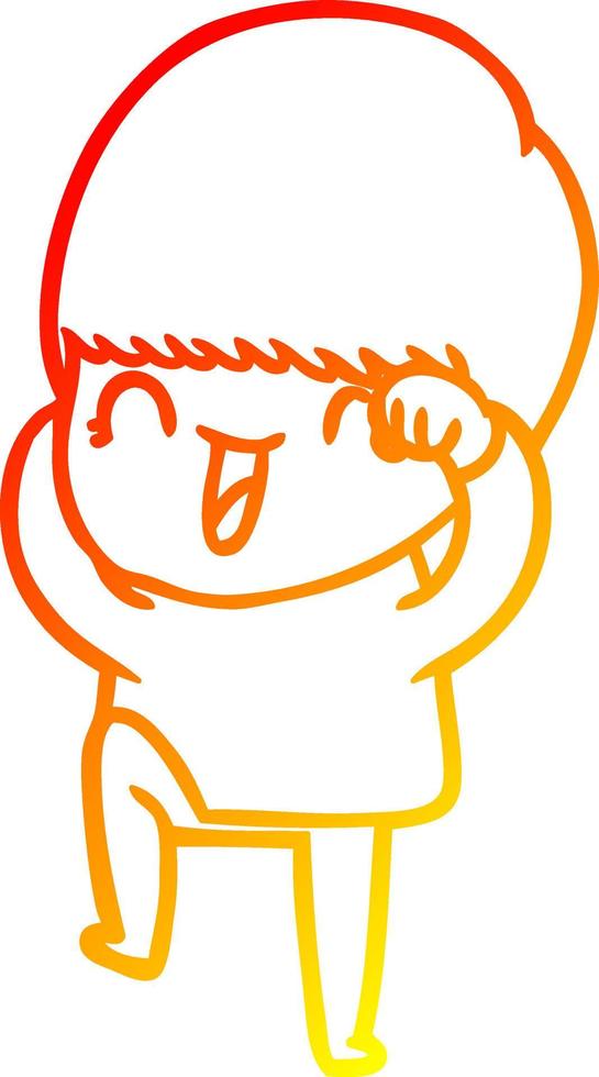 warm gradient line drawing happy cartoon boy vector