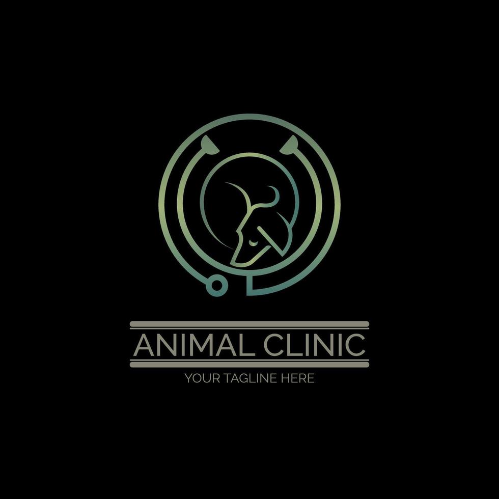 animal clinic dog stethoscope  line style luxury logo template design for brand or company and other vector
