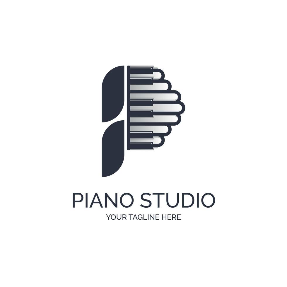 Piano tuts music studio letter P logo design template for brand or company and other vector