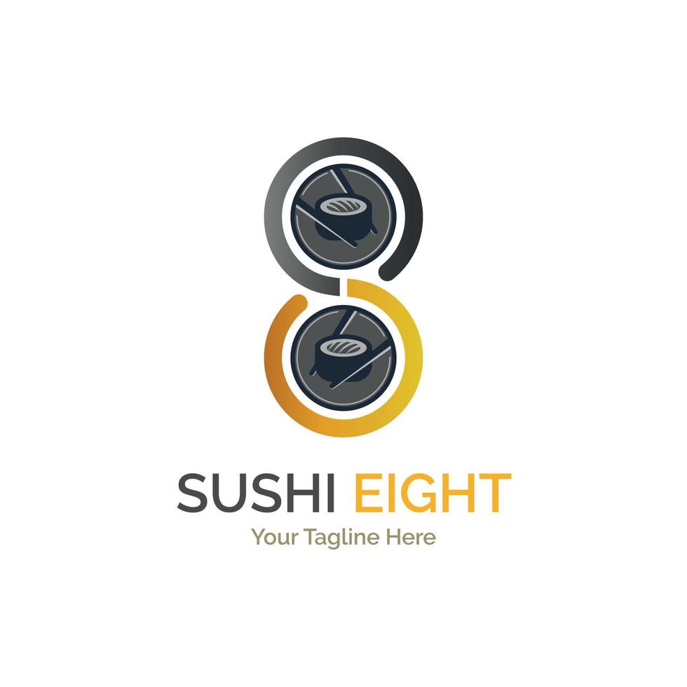 diseño de plantilla de logotipo de restaurante de ocho alimentos de sushi japonés para marca o empresa y otros vector