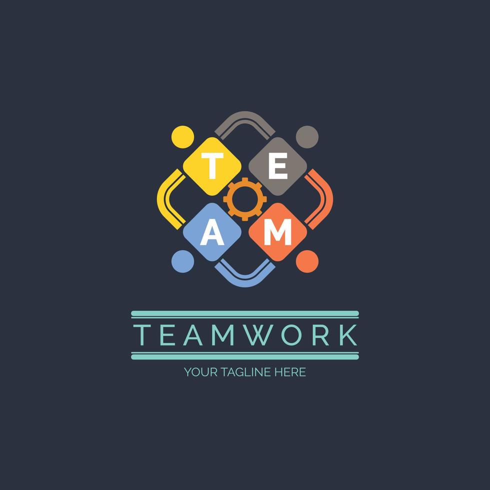 team work connection people logo design template for brand or company and other vector