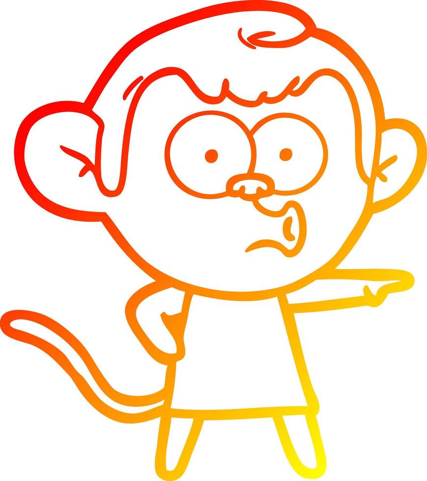 warm gradient line drawing cartoon pointing monkey vector