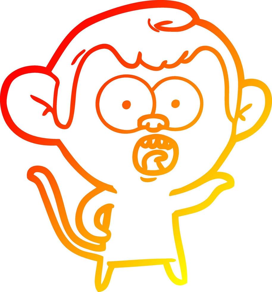 warm gradient line drawing cartoon shocked monkey vector