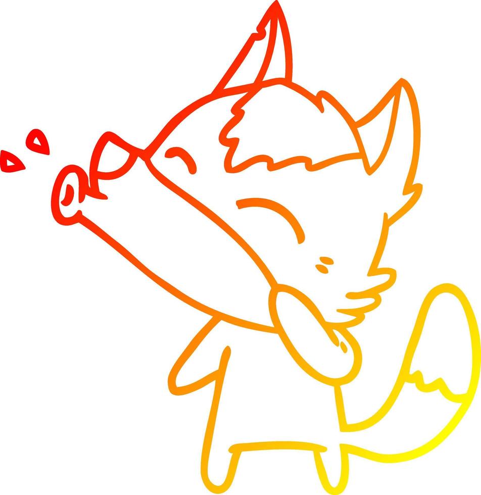 warm gradient line drawing howling wolf cartoon vector