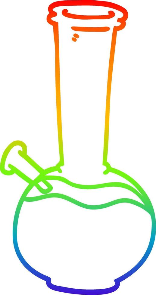 rainbow gradient line drawing cartoon bong vector