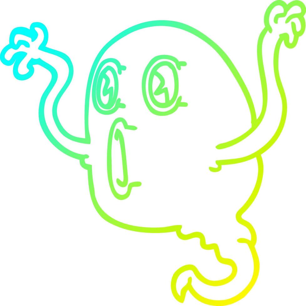 cold gradient line drawing spooky cartoon ghost vector