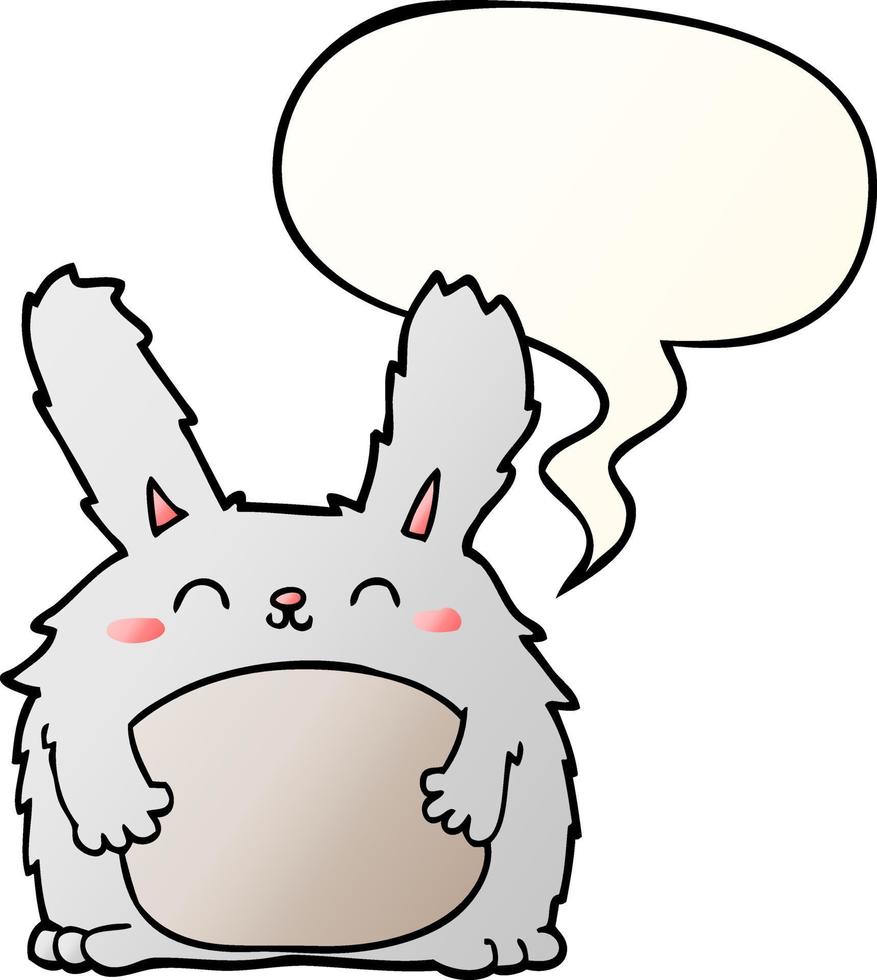 cartoon furry rabbit and speech bubble in smooth gradient style vector