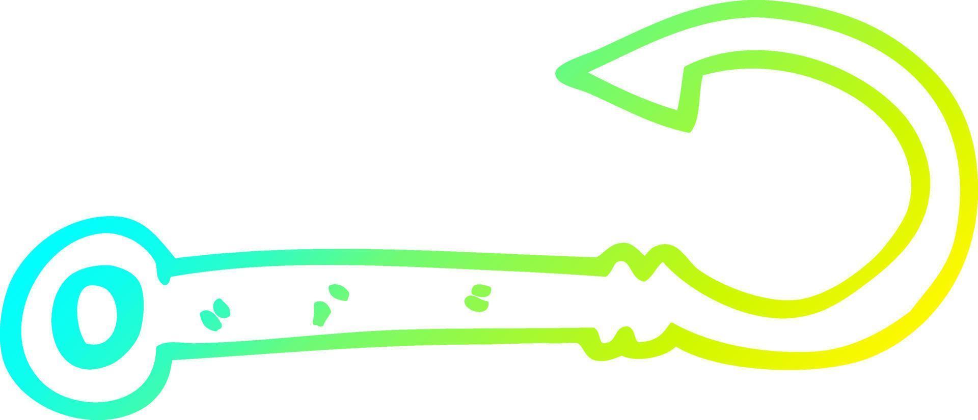 cold gradient line drawing cartoon fish hook vector