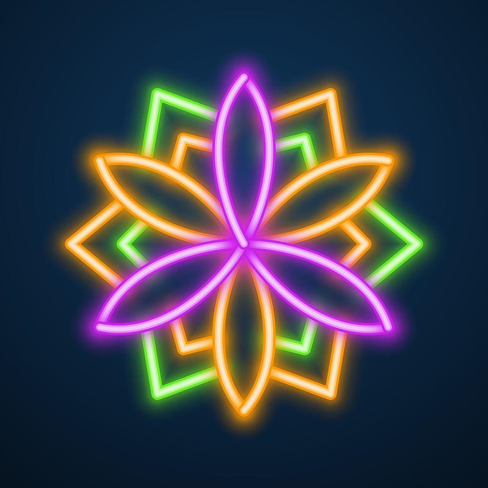 mandala flower neon effect vector