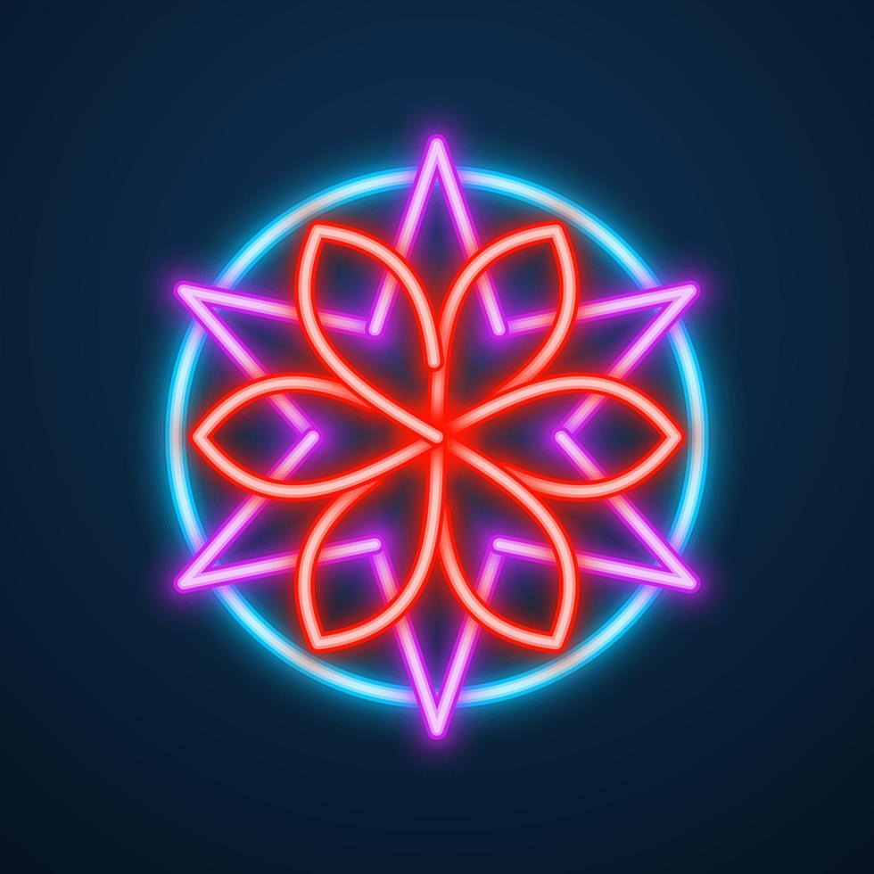 mandala flower neon effect vector