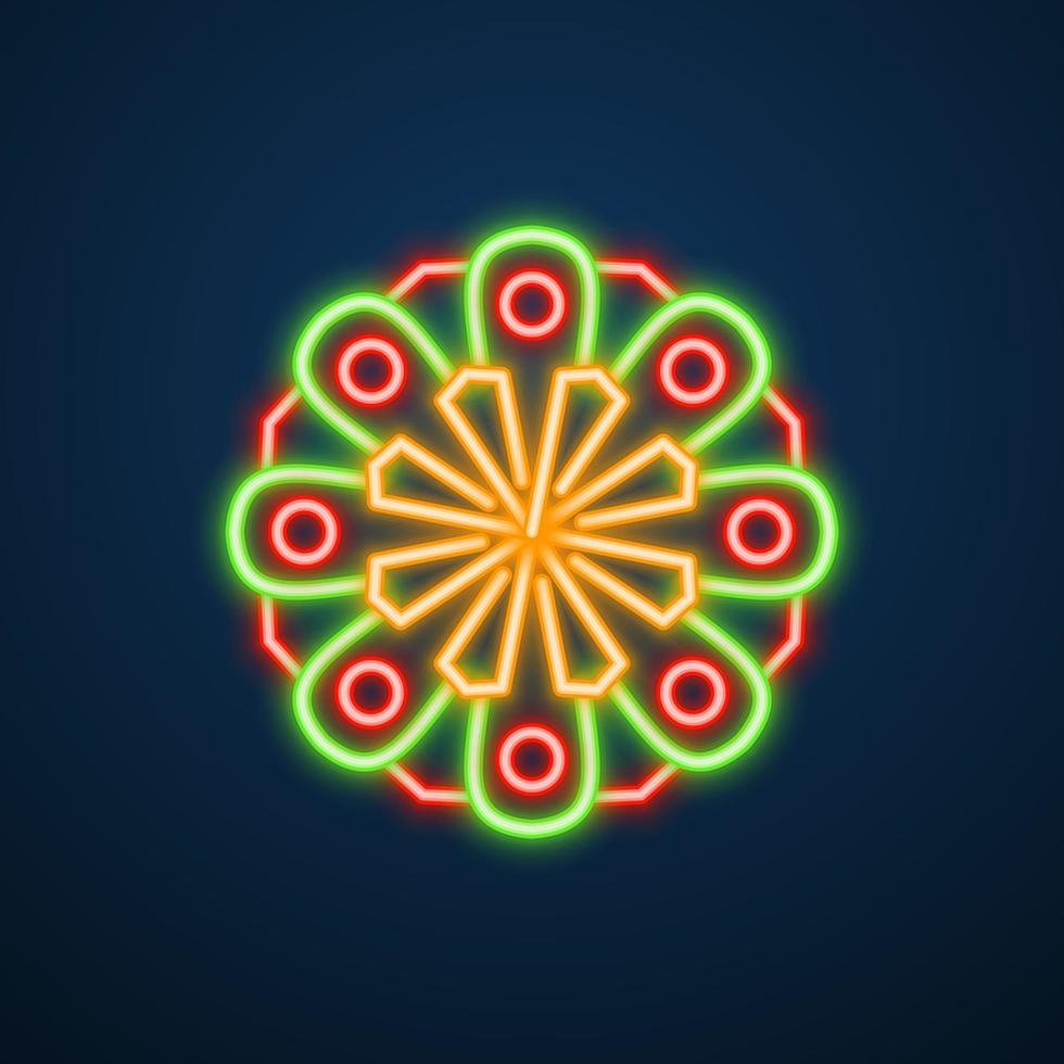 mandala flower neon effect vector