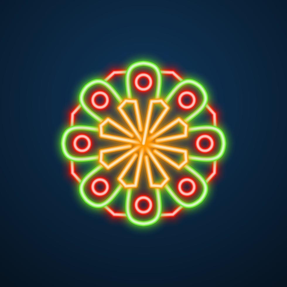 mandala flower neon effect vector