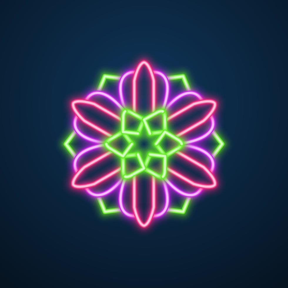 vector de efecto de neón de flor de mandala