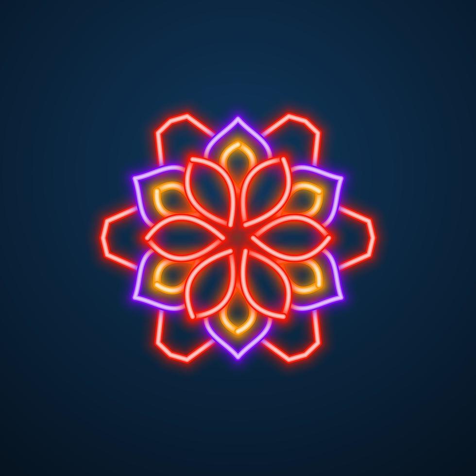mandala flower neon effect vector