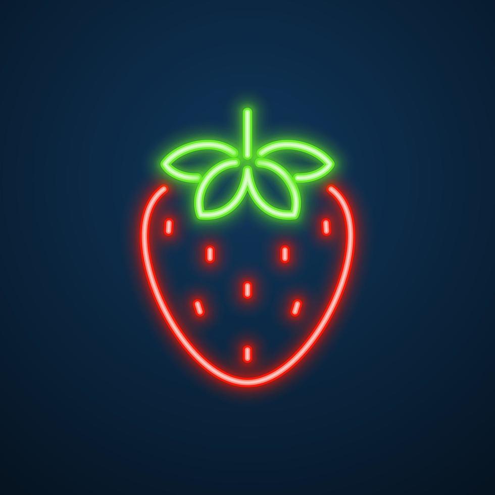 strawberry fruit icon neon sign vector