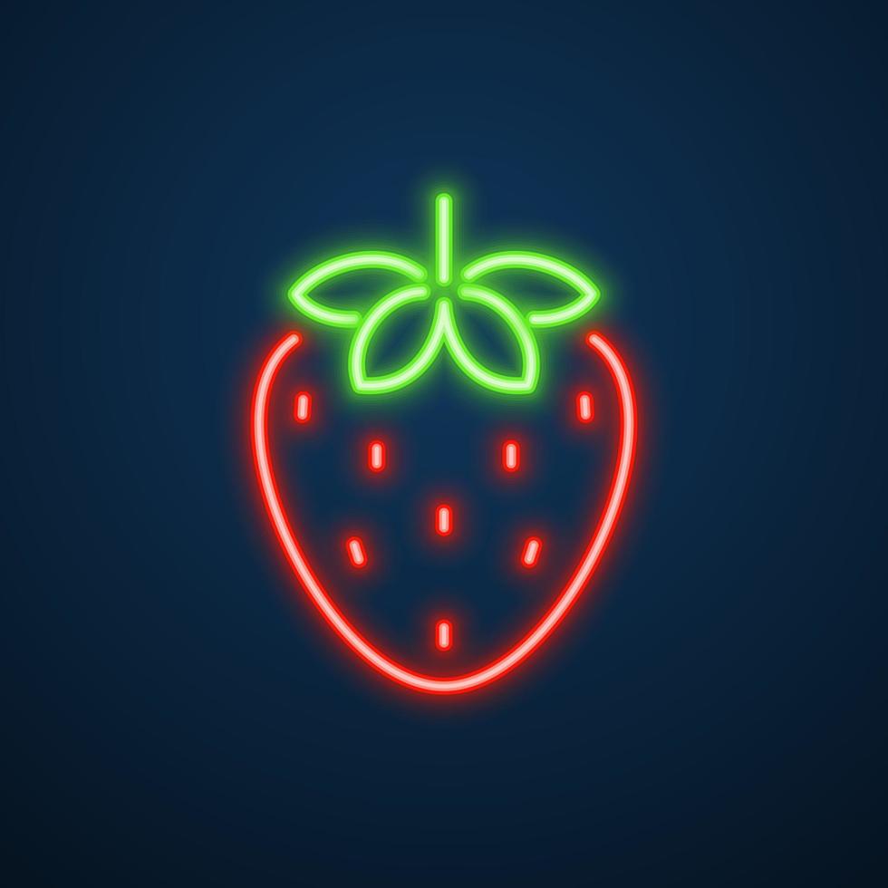 strawberry fruit icon neon sign vector