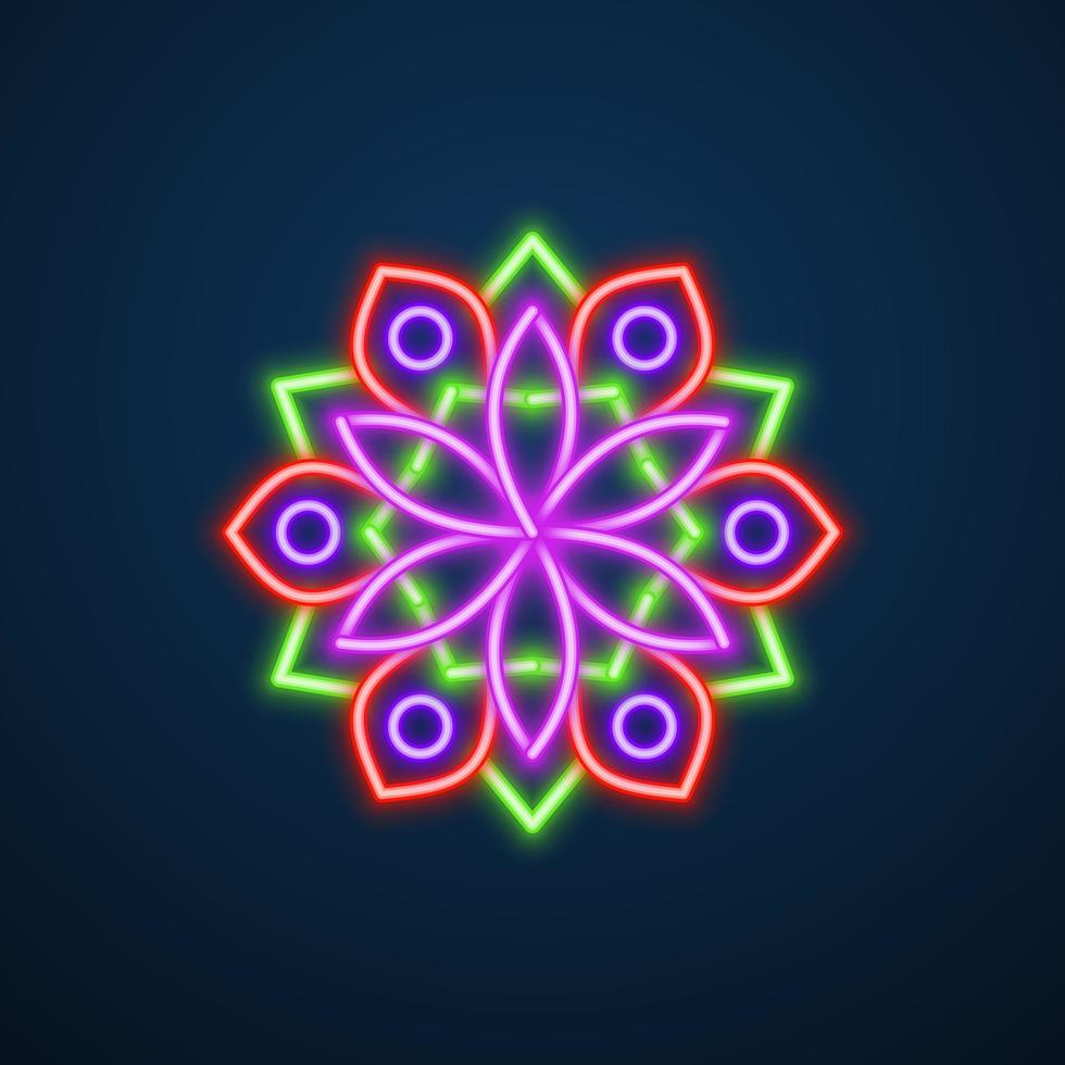 mandala flower neon effect vector