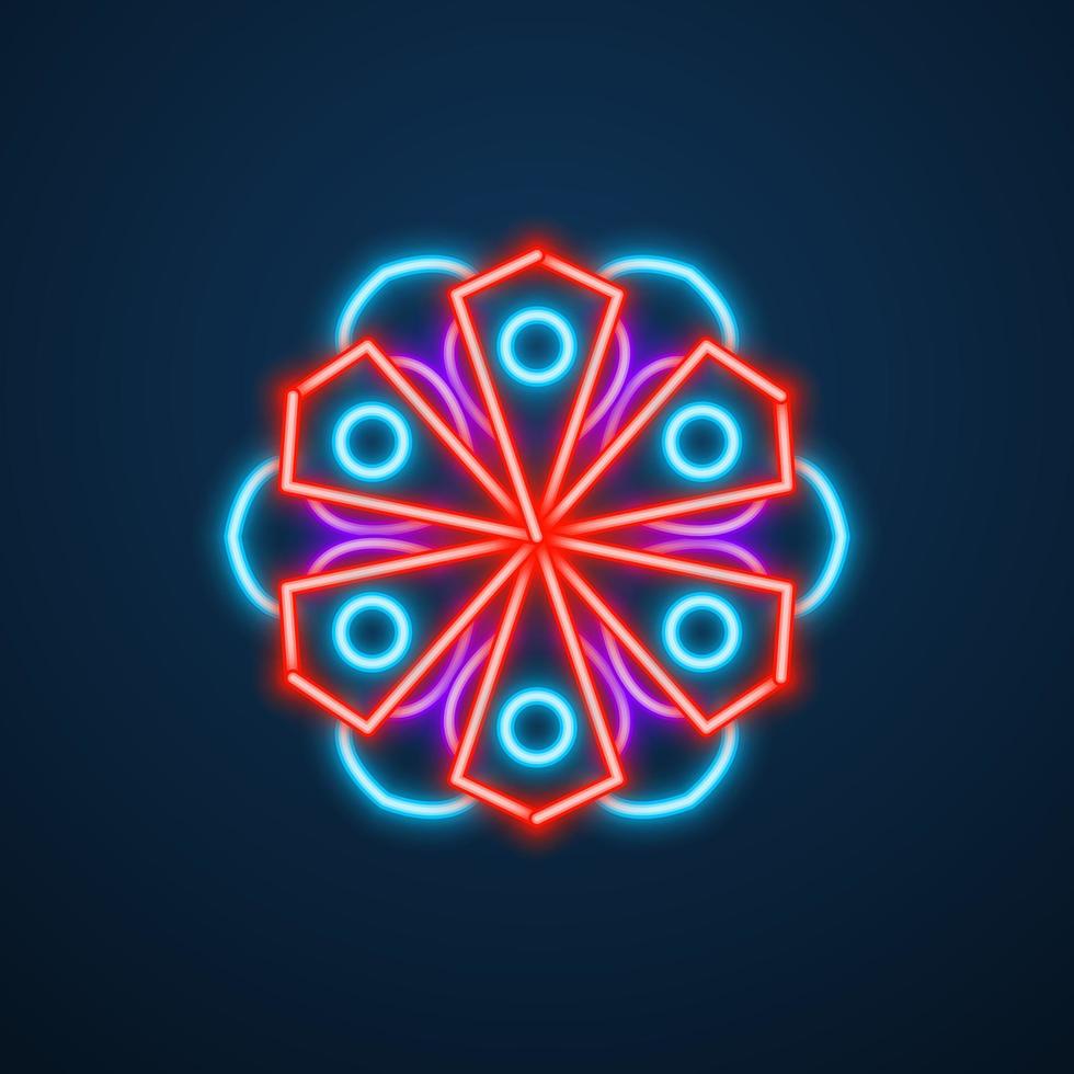 mandala flower neon effect vector
