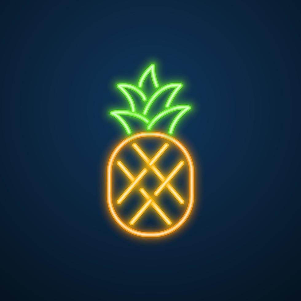 pineapple fruit icon neon sign vector