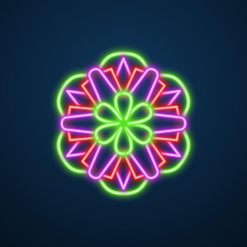 vector de efecto de neón de flor de mandala