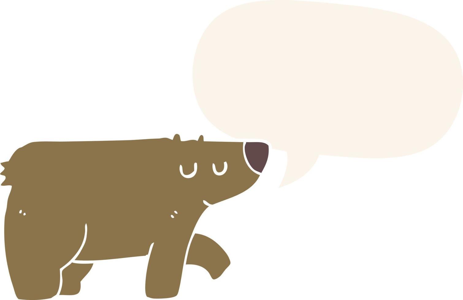 cartoon bear and speech bubble in retro style vector