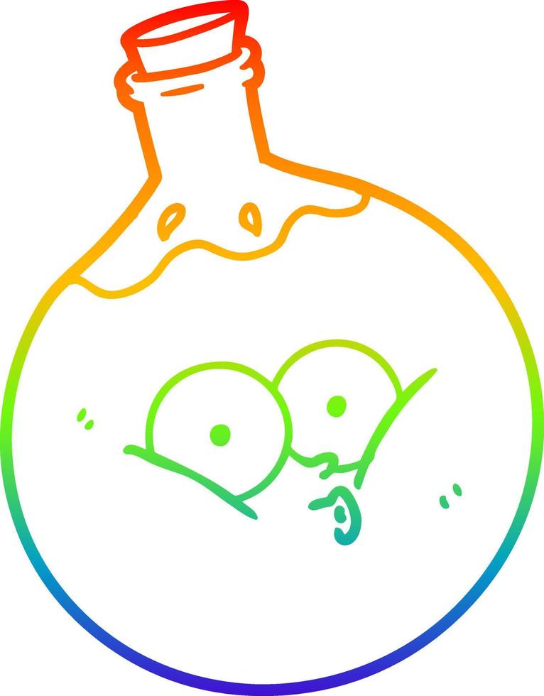 rainbow gradient line drawing cartoon potion vector