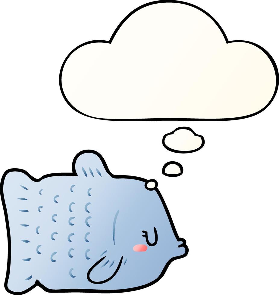 cartoon fish and thought bubble in smooth gradient style vector