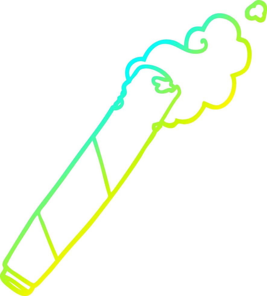 cold gradient line drawing cartoon rolled cigarette vector