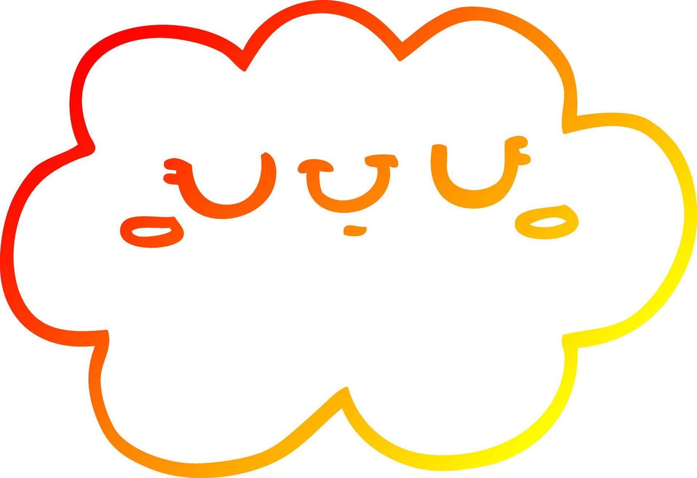 warm gradient line drawing cute cartoon cloud vector