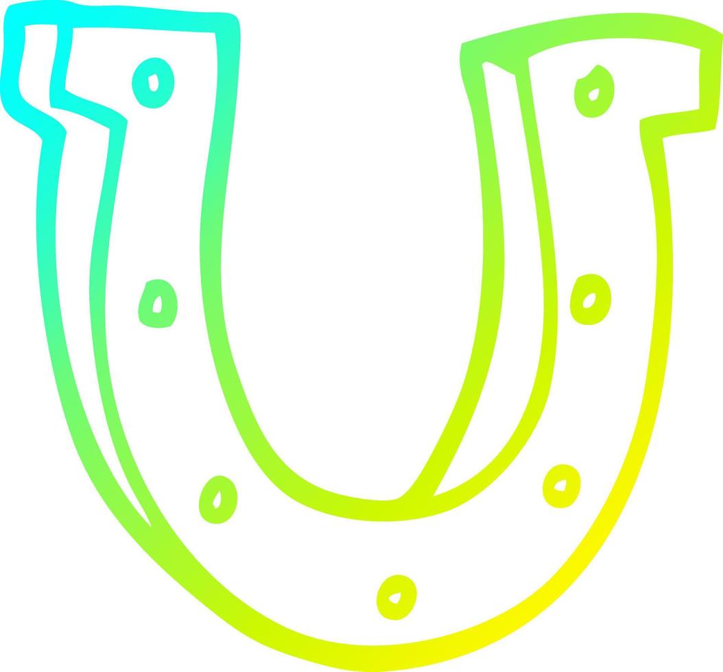 cold gradient line drawing cartoon gold horse shoe vector