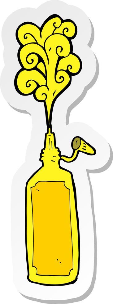 sticker of a cartoon mustard bottle vector