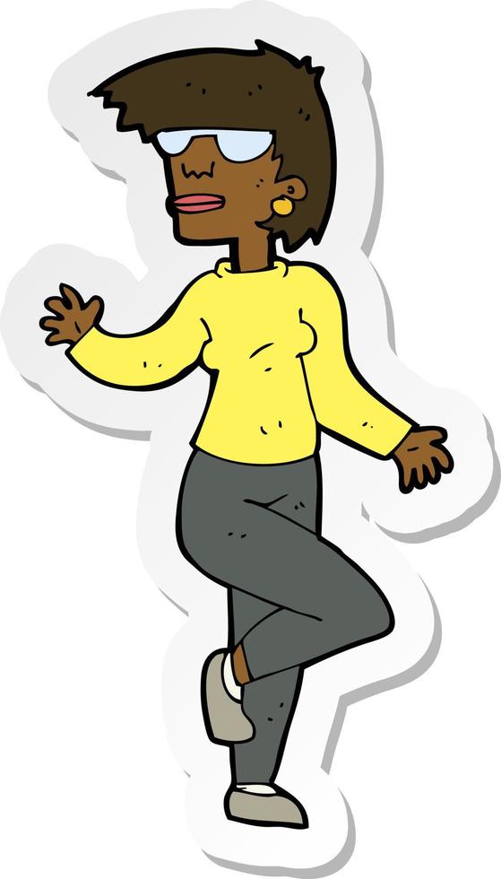 sticker of a cartoon woman waving vector