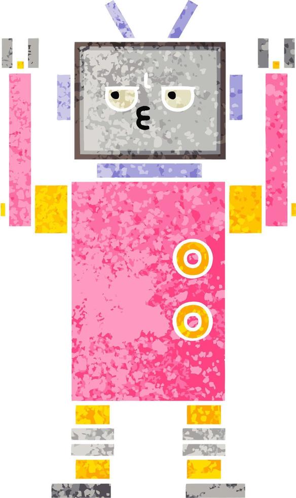retro illustration style cartoon robot vector