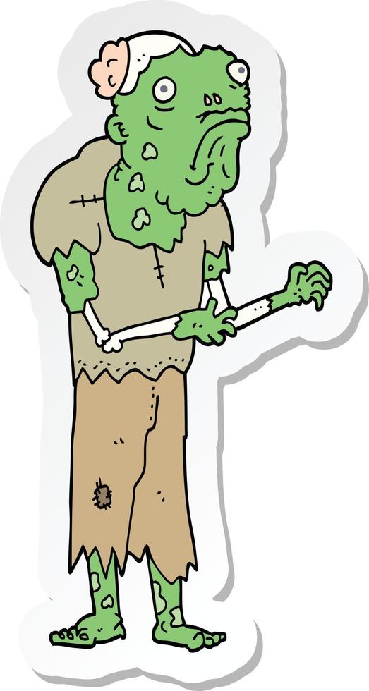 sticker of a cartoon zombie vector