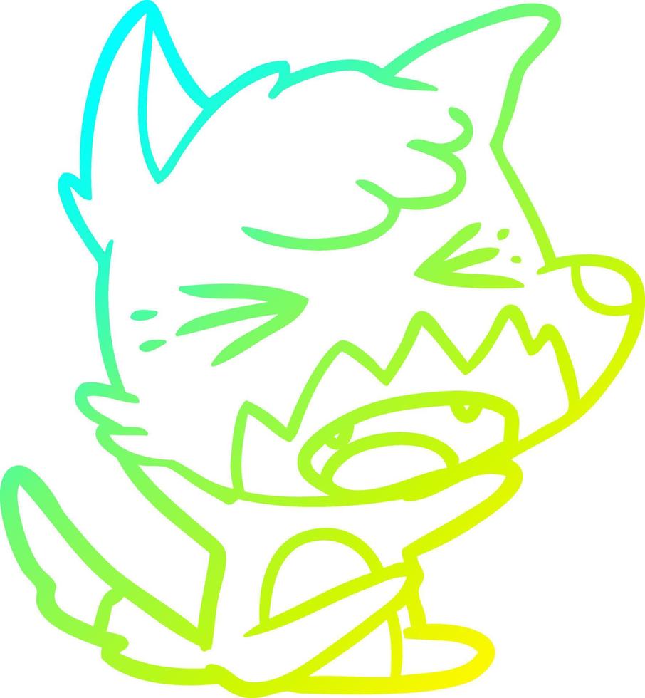 cold gradient line drawing angry cartoon fox vector