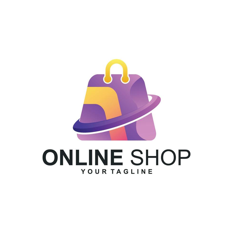 Shopping bag gradient logo design vector