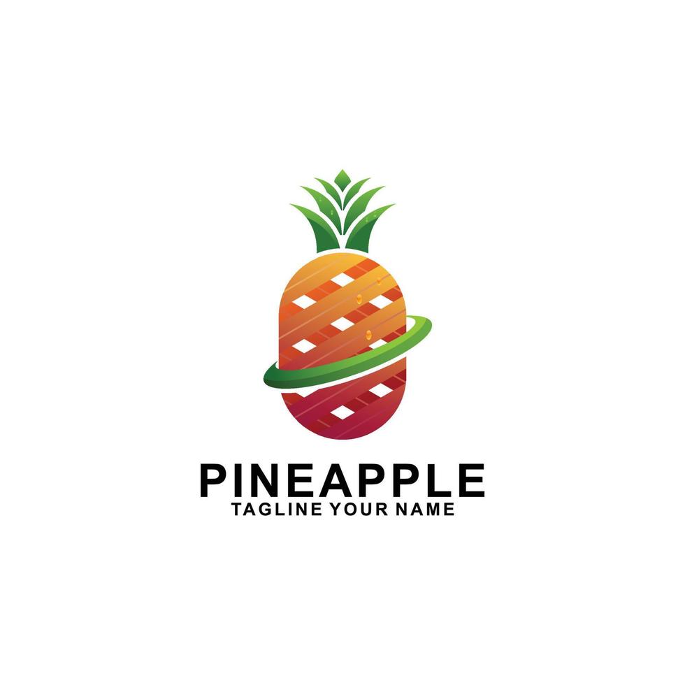 Vector logo illustration pineapple gradient colorful style