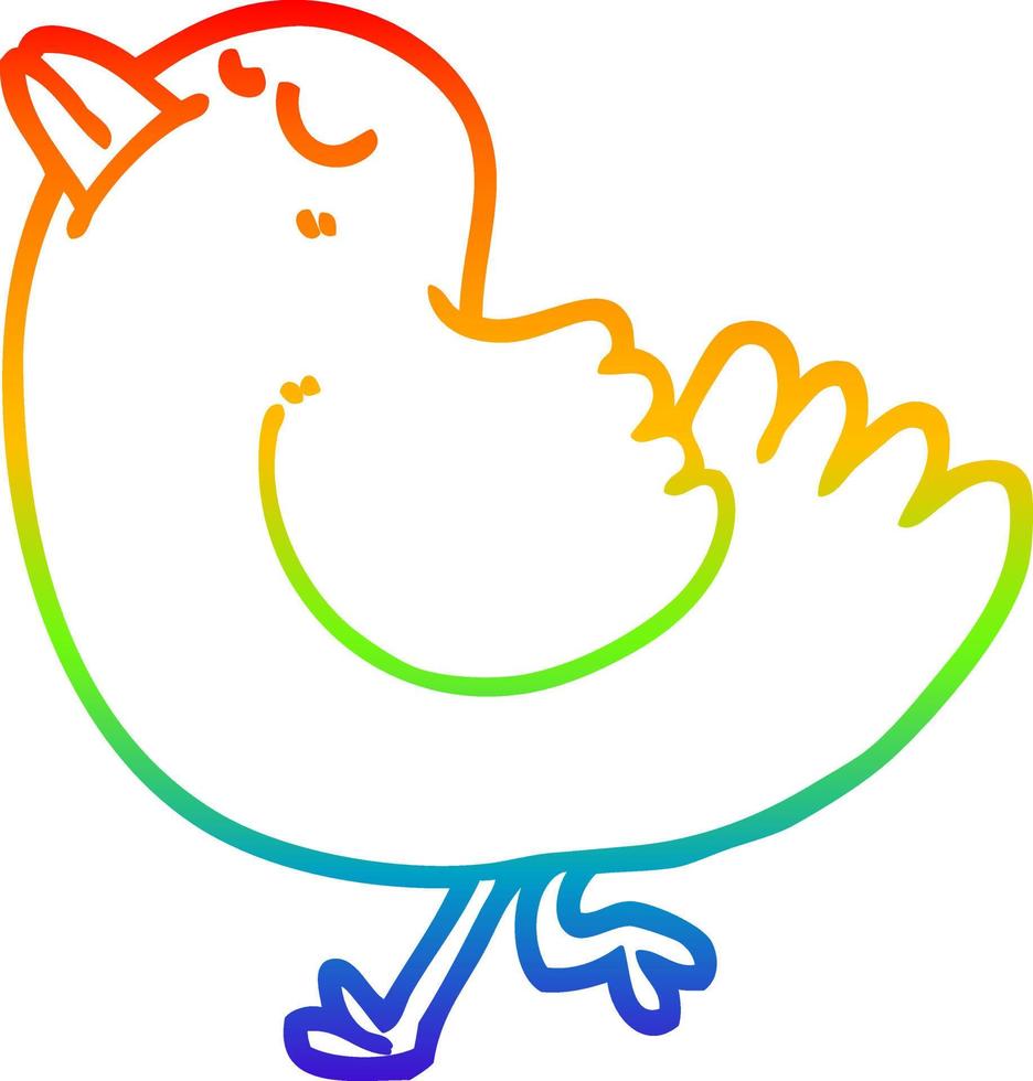 rainbow gradient line drawing cartoon arrogant bird vector