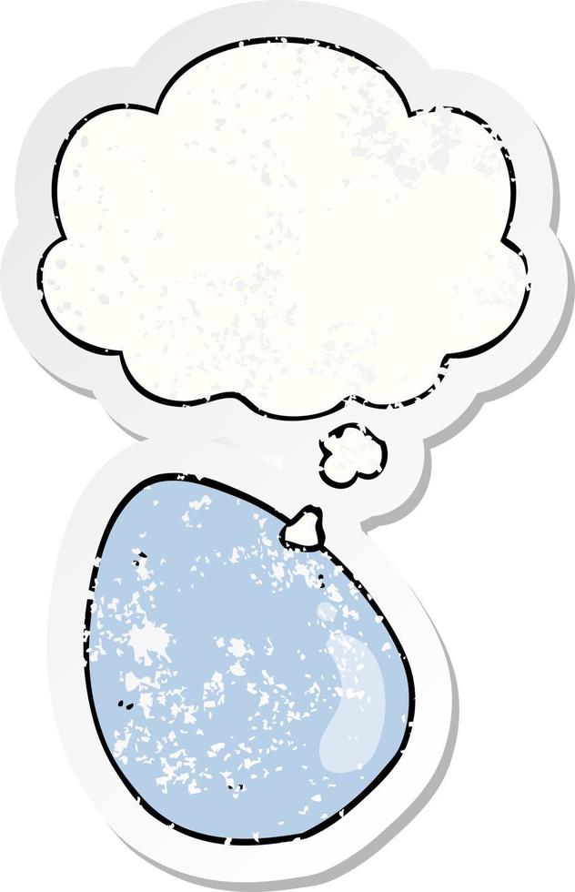 cartoon egg and thought bubble as a distressed worn sticker vector