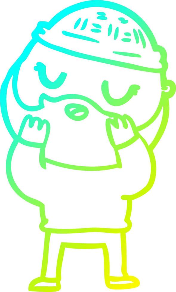 cold gradient line drawing cartoon man with beard vector