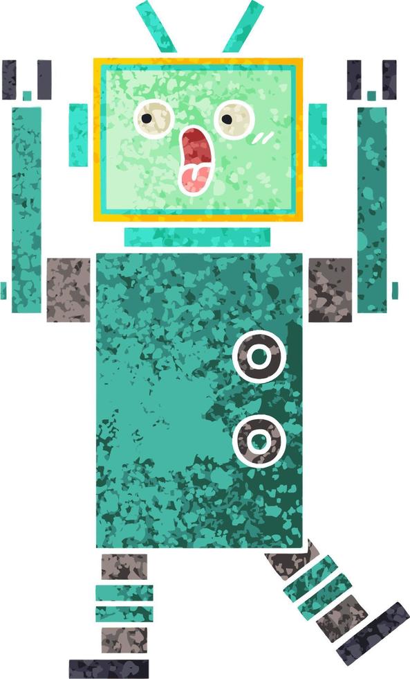 retro illustration style cartoon robot vector